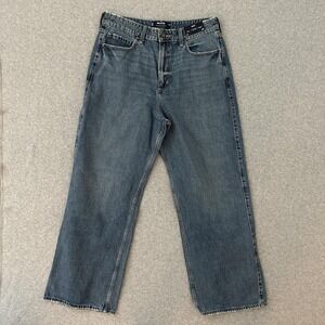 Hollister Jeans Womens 14R Ultra High Rise Baggy W32R Medium Wash Blue Denim
